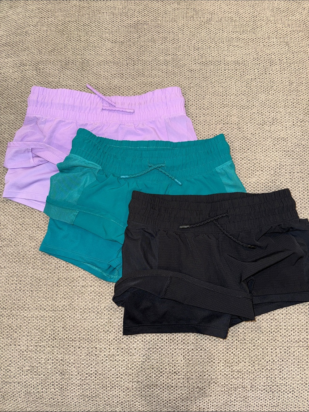 Girls Shorts Lot- Elastic-Waist Athletic Shorts - Black, Teal, Lavender - Picture 5 of 5